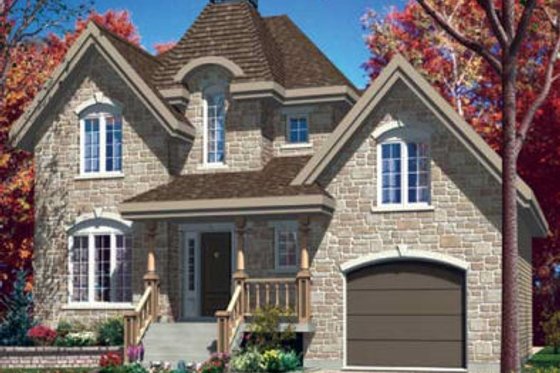 Exterior - Front Elevation for European House Plan #138-230 - 3 bed, 1.5 bath