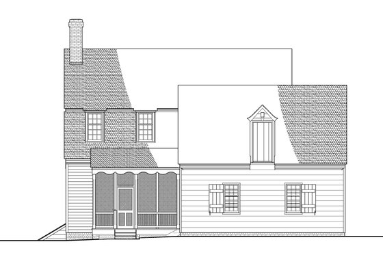 Exterior - Rear Elevation 1 for Colonial House Plan #137-342 - 3 bed, 2.5 bath