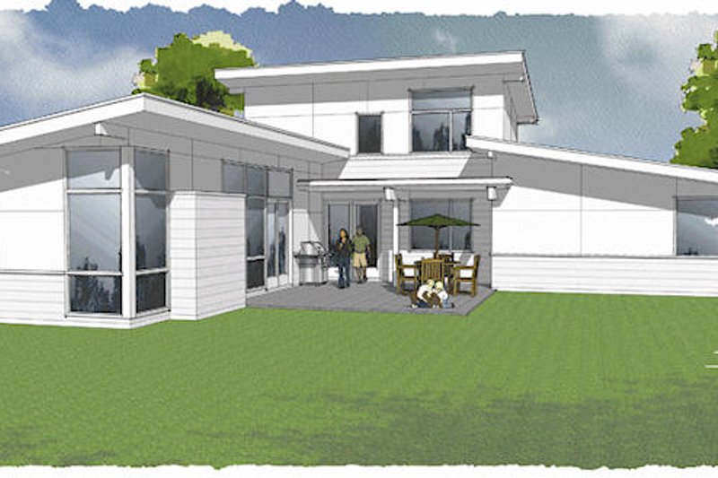 House Blueprint - Exterior - Rear Elevation for Modern House Plan #48-491 - 3 bed, 2 bath