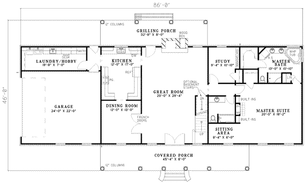 Architectural House Design - Farmhouse Floor Plan - Main Floor Plan #17-593