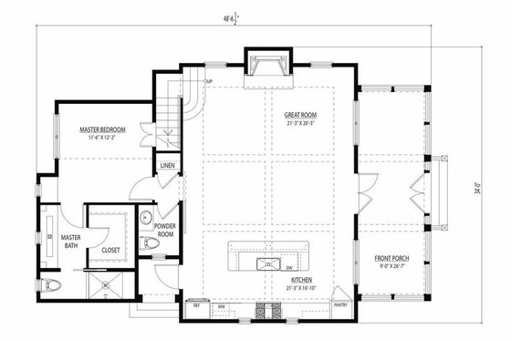 Cottage style home layout of Plan 443-11