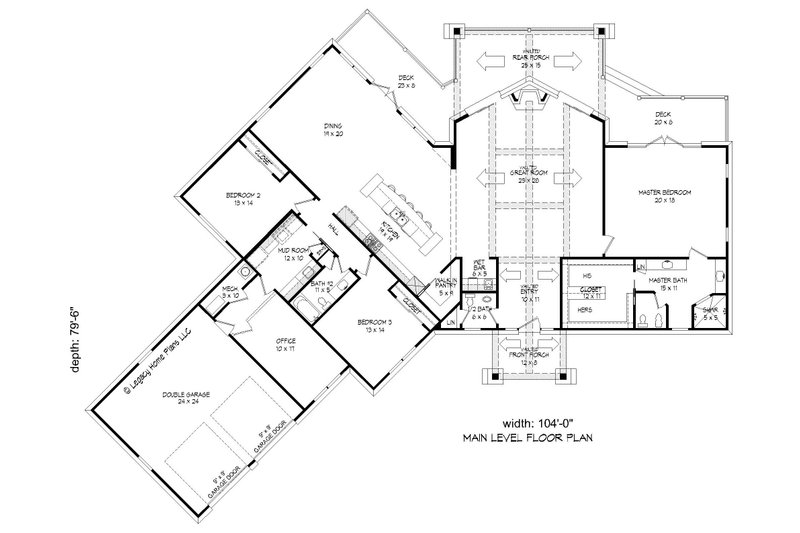 Dream House Plan - Floor Plan - Main Floor for Ranch House Plan #932-717 - 3 bed, 2.5 bath