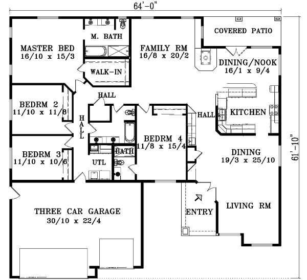Ranch Floor Plan - Main Floor Plan #1-1484
