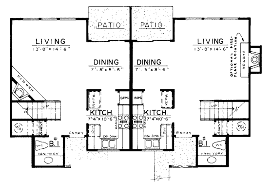 Floor Plan - Main Floor House Plan #303-150 - 2 bed, 1.5 bath