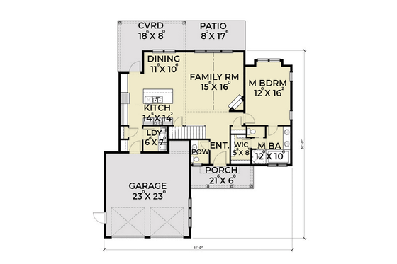 Floor Plan - Main Floor for Farmhouse House Plan #1070-26 - 3 bed, 2.5 bath