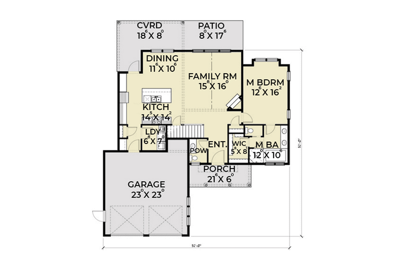Architectural House Design - Floor Plan - Main Floor for Farmhouse House Plan #1070-26 - 3 bed, 2.5 bath