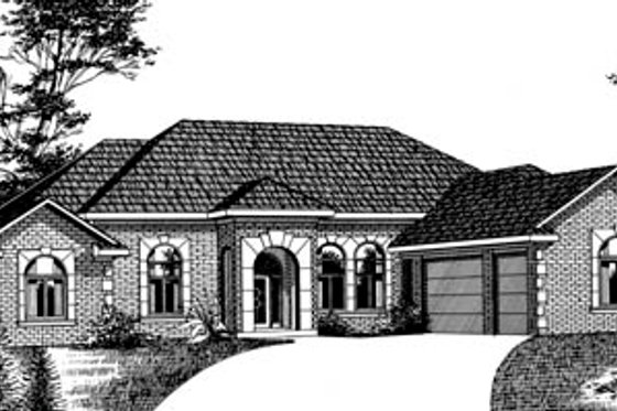 Exterior - Front Elevation for European House Plan #15-135 - 4 bed, 3 bath