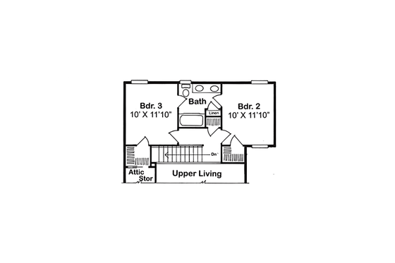 Floor Plan - Upper Floor for Ranch House Plan #312-769 - 3 bed, 2 bath