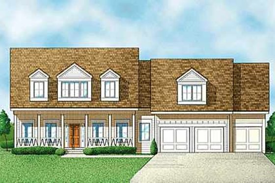 Exterior - Front Elevation for Country House Plan #67-293 - 4 bed, 3 bath