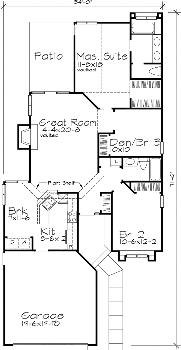 Architectural House Design - Mediterranean Floor Plan - Main Floor Plan #320-582