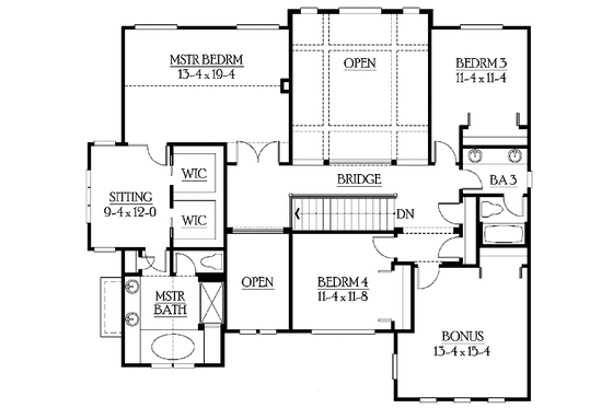 Floor Plan - Upper Floor for Craftsman House Plan #132-442 - 4 bed, 3 bath