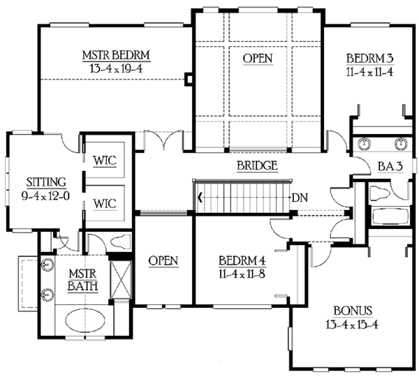 Architectural House Design - Craftsman Floor Plan - Upper Floor Plan #132-442