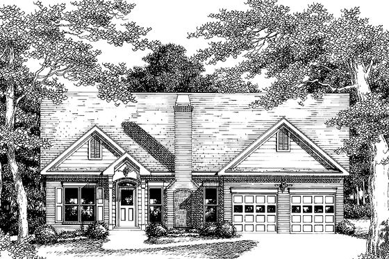Exterior - Front Elevation 3 for Ranch House Plan #927-342 - 3 bed, 2 bath