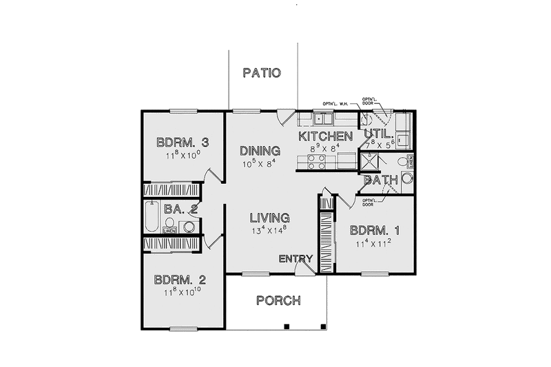 Home Plan - Floor Plan - Main Floor for Country House Plan #472-311 - 3 bed, 2 bath