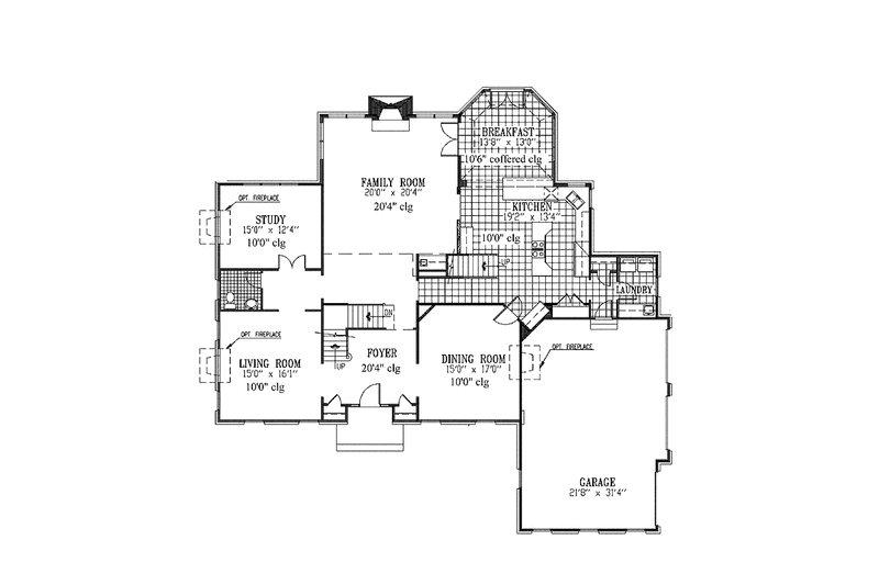 Architectural House Design - Floor Plan - Main Floor for Classical House Plan #953-49 - 4 bed, 3.5 bath
