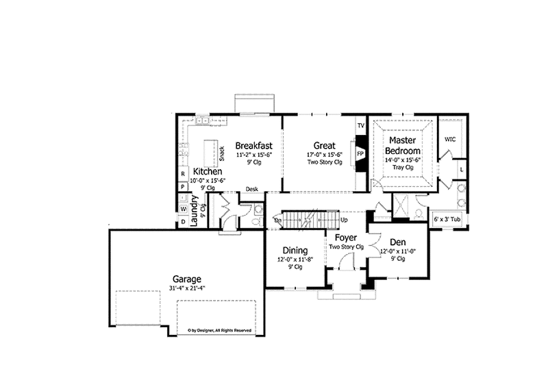 Home Plan - Floor Plan - Main Floor for Colonial House Plan #51-1038 - 4 bed, 2.5 bath