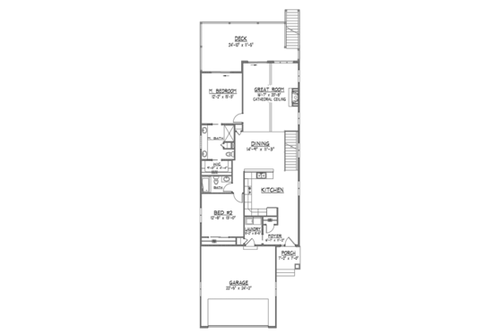 Floor Plan - Main Floor for Craftsman House Plan #1064-7 - 4 bed, 3 bath