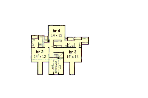 Floor Plan - Upper Floor for Country House Plan #16-225 - 4 bed, 3.5 bath