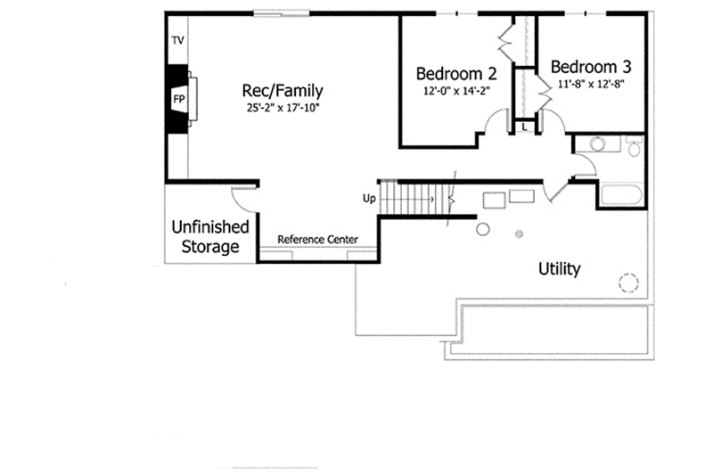 Architectural House Design - Floor Plan - Lower Floor for European House Plan #51-969 - 3 bed, 2.5 bath