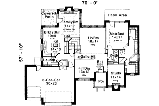 Floor Plan - Main Floor for European House Plan #310-143 - 4 bed, 3.5 bath