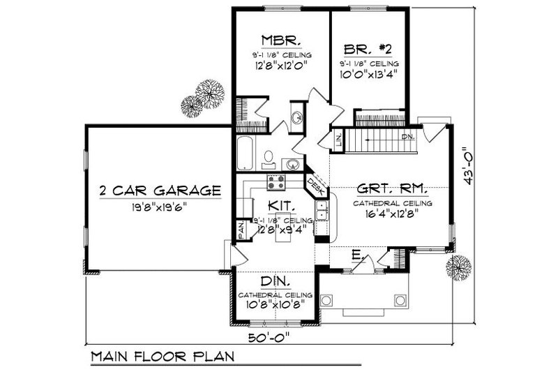 Home Plan - Floor Plan - Main Floor for Country House Plan #70-856 - 2 bed, 1 bath