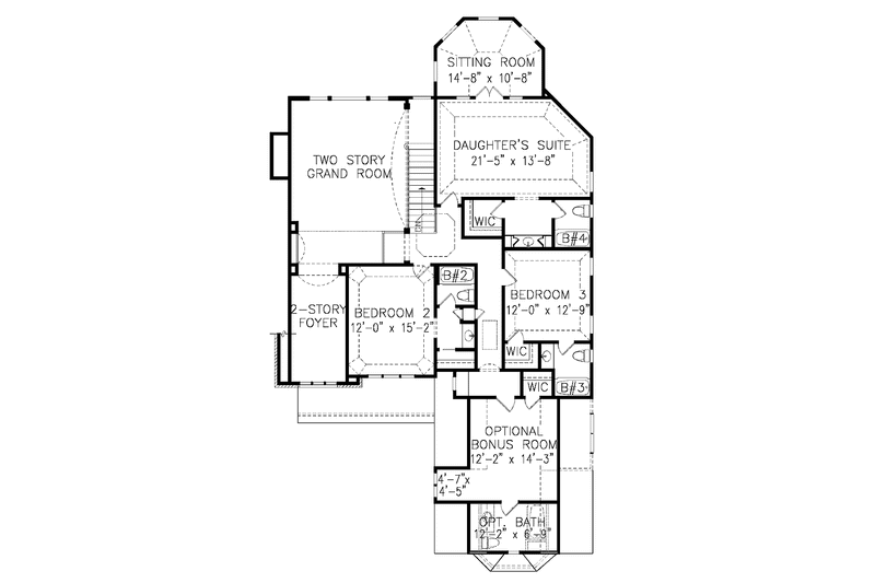 Home Plan - Floor Plan - Upper Floor for European House Plan #54-278 - 4 bed, 4.5 bath