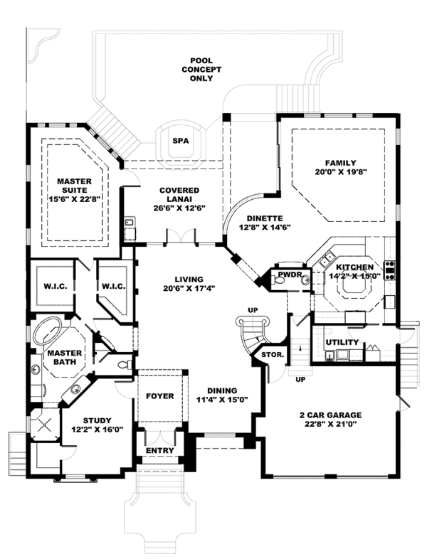 House Plan Design - Mediterranean Floor Plan - Main Floor Plan #1017-101