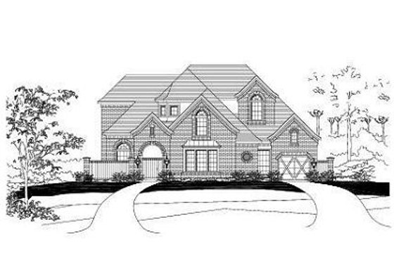 Exterior - Front Elevation for European House Plan #411-821 - 4 bed, 3.5 bath
