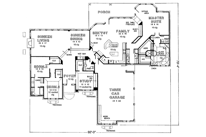 Home Plan - Floor Plan - Main Floor for Country House Plan #974-34 - 3 bed, 2.5 bath