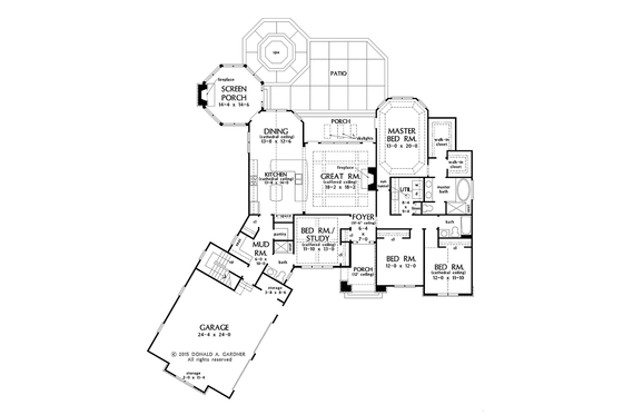 Floor Plan - Main Floor for European House Plan #929-1003 - 4 bed, 3 bath