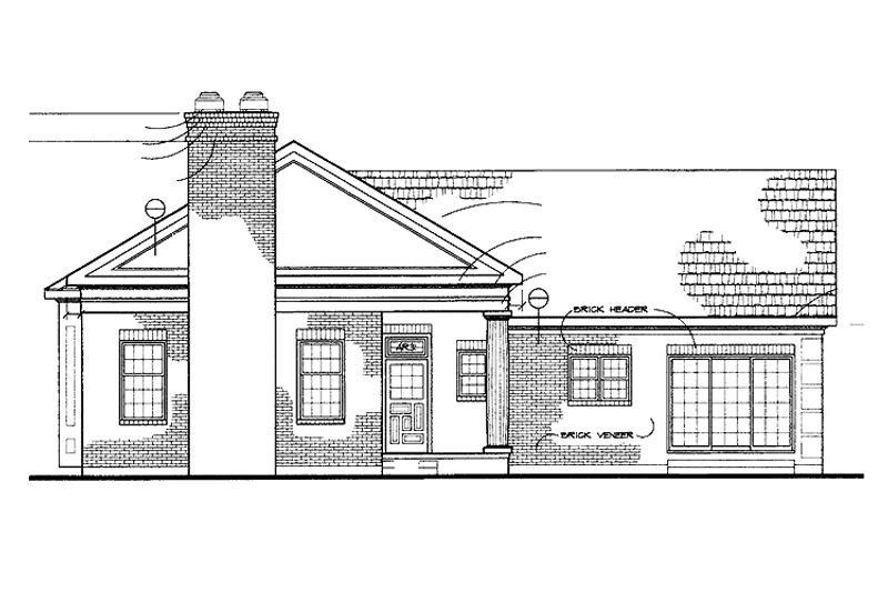 Home Plan - Exterior - Rear Elevation for Classical House Plan #72-985 - 2 bed, 2 bath