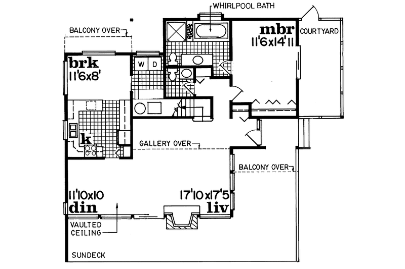 Home Plan - Floor Plan - Main Floor for Contemporary House Plan #47-1047 - 2 bed, 2.5 bath