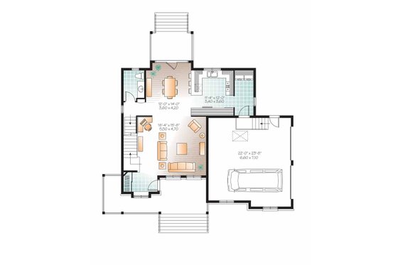 Floor Plan - Main Floor for Country House Plan #23-2558 - 3 bed, 2.5 bath