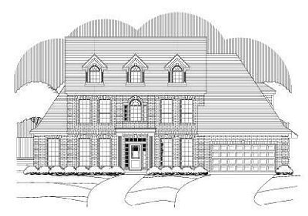 Exterior - Front Elevation 2 for Colonial House Plan #411-770 - 4 bed, 3.5 bath
