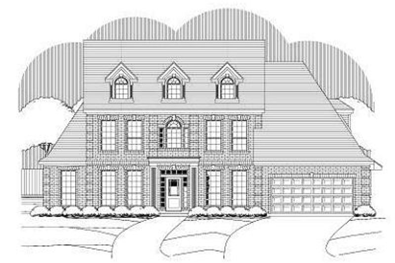 Exterior - Front Elevation 2 for Colonial House Plan #411-770 - 4 bed, 3.5 bath