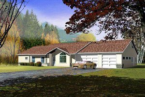 Ranch Exterior - Front Elevation Plan #1-591
