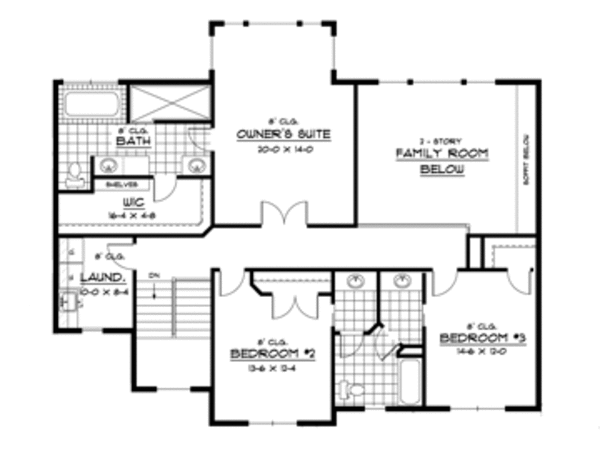House Plan Design - European Floor Plan - Upper Floor Plan #51-648