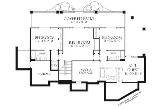 Floor Plan - Lower Floor for European House Plan #929-899 - 3 bed, 3.5 bath