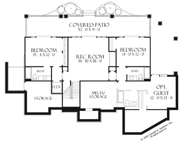 House Design - European Floor Plan - Lower Floor Plan #929-899