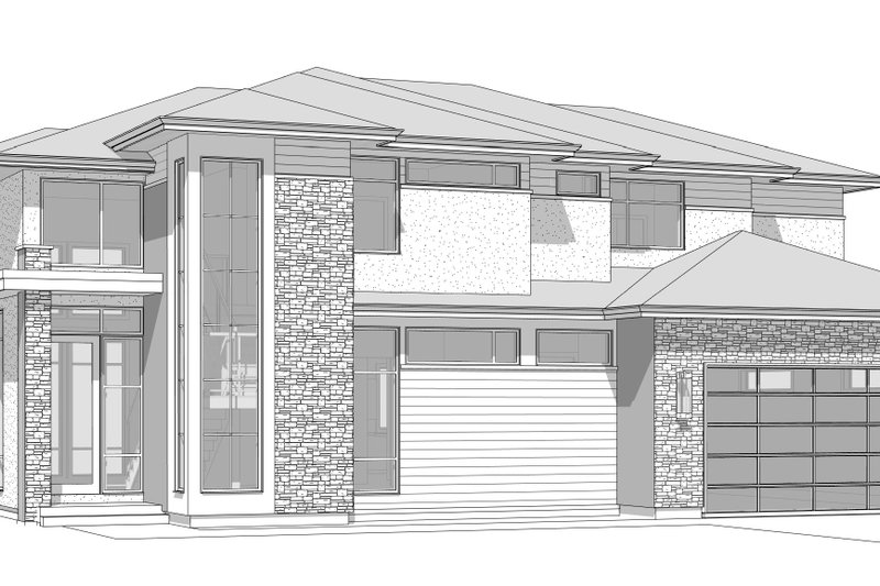 Home Plan - Exterior - Front Elevation 3 for Prairie House Plan #1114-75 - 3 bed, 2.5 bath