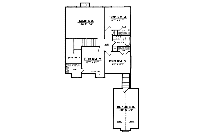 Dream House Plan - Floor Plan - Upper Floor for Country House Plan #42-629 - 4 bed, 2.5 bath