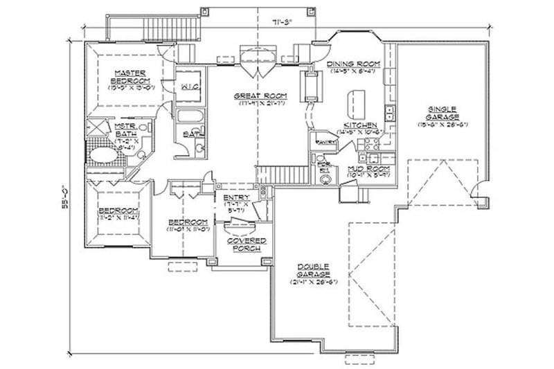 House Plan Design - Floor Plan - Main Floor for Colonial House Plan #5-237 - 5 bed, 3.5 bath