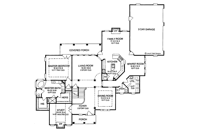 Architectural House Design - Floor Plan - Main Floor for Country House Plan #952-268 - 4 bed, 3.5 bath