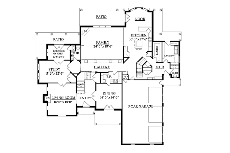 Home Plan - Floor Plan - Main Floor for Country House Plan #937-25 - 4 bed, 3 bath