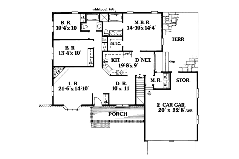 Home Plan - Floor Plan - Main Floor for Traditional House Plan #456-85 - 3 bed, 2.5 bath