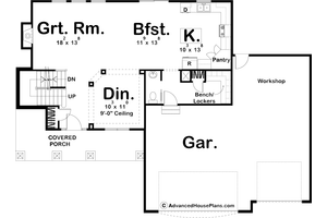 Floor Plan - Main Floor for Craftsman House Plan #455-74 - 4 bed, 2.5 bath
