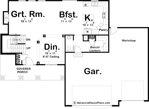 Architectural House Design - Craftsman Floor Plan - Main Floor Plan #455-74
