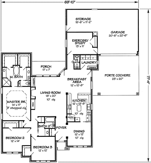 House Design - Country Floor Plan - Main Floor Plan #968-10
