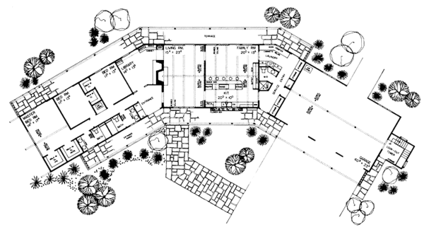 House Plan Design - Adobe / Southwestern Floor Plan - Main Floor Plan #72-610