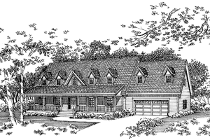 Exterior - Front Elevation 3 for Country House Plan #72-1052 - 4 bed, 2.5 bath
